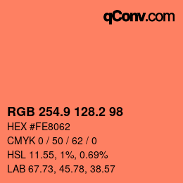 Color code: RGB 254.9 128.2 98 | qconv.com