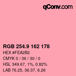 カラーコード: RGB 254.9 162 178 | qconv.com