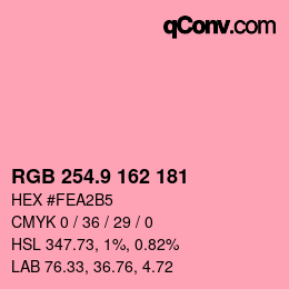 カラーコード: RGB 254.9 162 181 | qconv.com