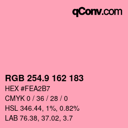 カラーコード: RGB 254.9 162 183 | qconv.com