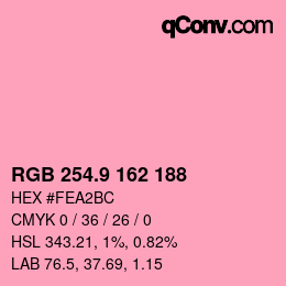 カラーコード: RGB 254.9 162 188 | qconv.com