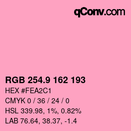 カラーコード: RGB 254.9 162 193 | qconv.com