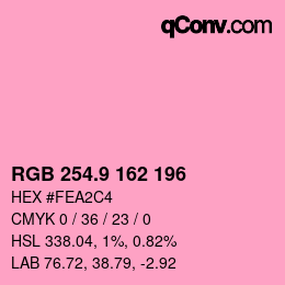 カラーコード: RGB 254.9 162 196 | qconv.com