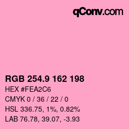 カラーコード: RGB 254.9 162 198 | qconv.com