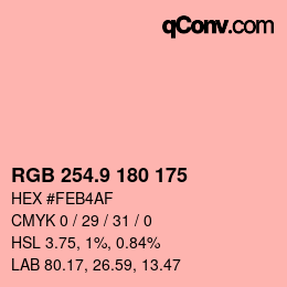 Color code: RGB 254.9 180 175 | qconv.com