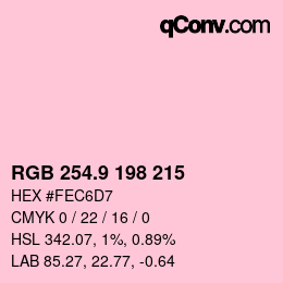 カラーコード: RGB 254.9 198 215 | qconv.com