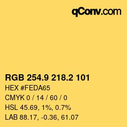 カラーコード: RGB 254.9 218.2 101 | qconv.com