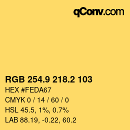 カラーコード: RGB 254.9 218.2 103 | qconv.com