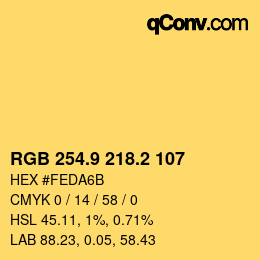 カラーコード: RGB 254.9 218.2 107 | qconv.com
