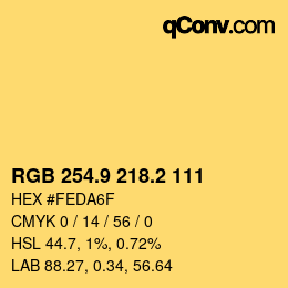 カラーコード: RGB 254.9 218.2 111 | qconv.com