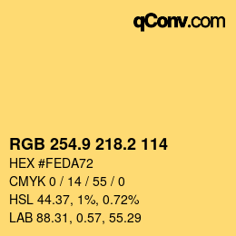 カラーコード: RGB 254.9 218.2 114 | qconv.com