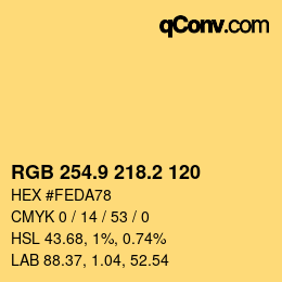Color code: RGB 254.9 218.2 120 | qconv.com