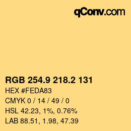 Color code: RGB 254.9 218.2 131 | qconv.com