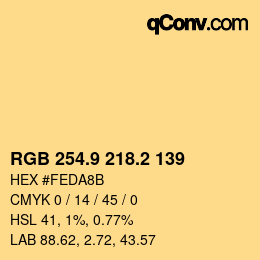 カラーコード: RGB 254.9 218.2 139 | qconv.com