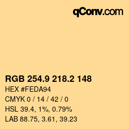 Color code: RGB 254.9 218.2 148 | qconv.com