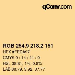 カラーコード: RGB 254.9 218.2 151 | qconv.com