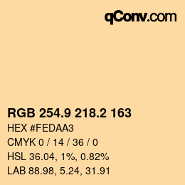 Color code: RGB 254.9 218.2 163 | qconv.com