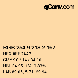 Farbcode: RGB 254.9 218.2 167 | qconv.com