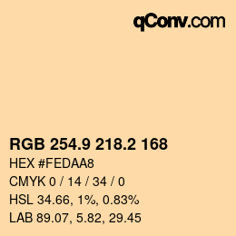 Farbcode: RGB 254.9 218.2 168 | qconv.com