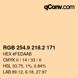 Color code: RGB 254.9 218.2 171 | qconv.com