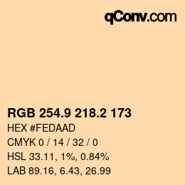 カラーコード: RGB 254.9 218.2 173 | qconv.com