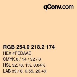 Farbcode: RGB 254.9 218.2 174 | qconv.com