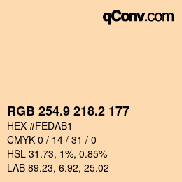 Color code: RGB 254.9 218.2 177 | qconv.com