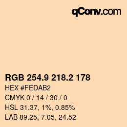 カラーコード: RGB 254.9 218.2 178 | qconv.com