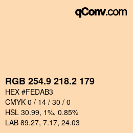Color code: RGB 254.9 218.2 179 | qconv.com