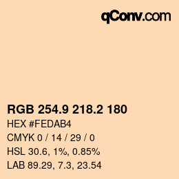 Código de color: RGB 254.9 218.2 180 | qconv.com
