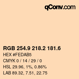 カラーコード: RGB 254.9 218.2 181.6 | qconv.com