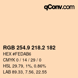 Color code: RGB 254.9 218.2 182 | qconv.com