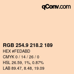 Color code: RGB 254.9 218.2 189 | qconv.com