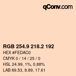 カラーコード: RGB 254.9 218.2 192 | qconv.com