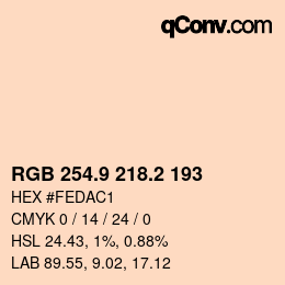 Farbcode: RGB 254.9 218.2 193 | qconv.com