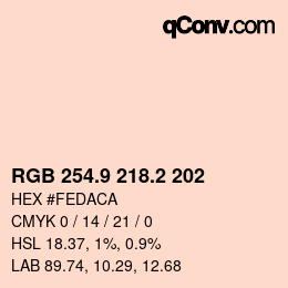 カラーコード: RGB 254.9 218.2 202 | qconv.com