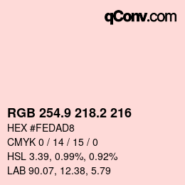 カラーコード: RGB 254.9 218.2 216 | qconv.com