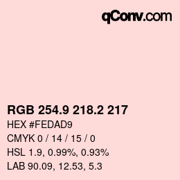 カラーコード: RGB 254.9 218.2 217 | qconv.com