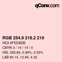 Color code: RGB 254.9 218.2 219 | qconv.com