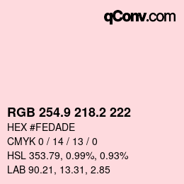 カラーコード: RGB 254.9 218.2 222 | qconv.com