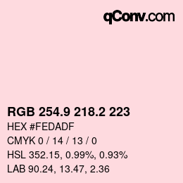 Color code: RGB 254.9 218.2 223 | qconv.com