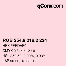 Color code: RGB 254.9 218.2 224 | qconv.com