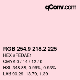 カラーコード: RGB 254.9 218.2 225 | qconv.com