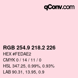 Color code: RGB 254.9 218.2 226 | qconv.com
