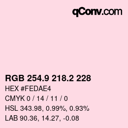 Color code: RGB 254.9 218.2 228 | qconv.com
