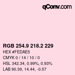 カラーコード: RGB 254.9 218.2 229 | qconv.com