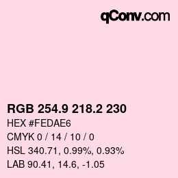 カラーコード: RGB 254.9 218.2 230 | qconv.com