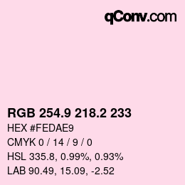 Color code: RGB 254.9 218.2 233 | qconv.com