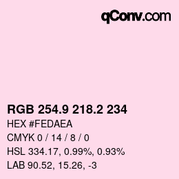 カラーコード: RGB 254.9 218.2 234 | qconv.com