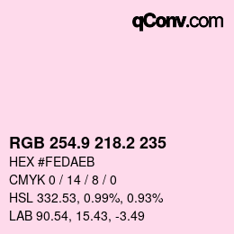 カラーコード: RGB 254.9 218.2 235 | qconv.com